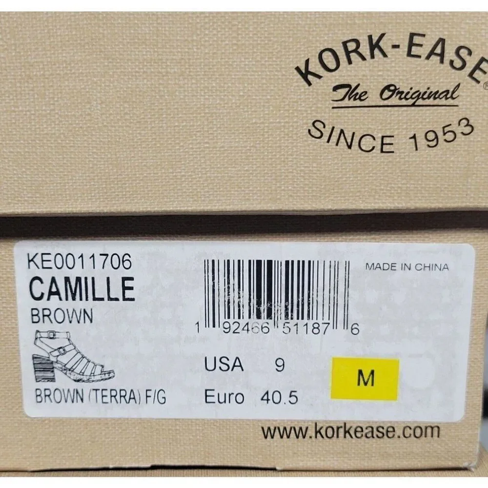 Kork Ease‎ Womens Size 9 Camille Brown Full Grain Leather Platform Sandals Shoes